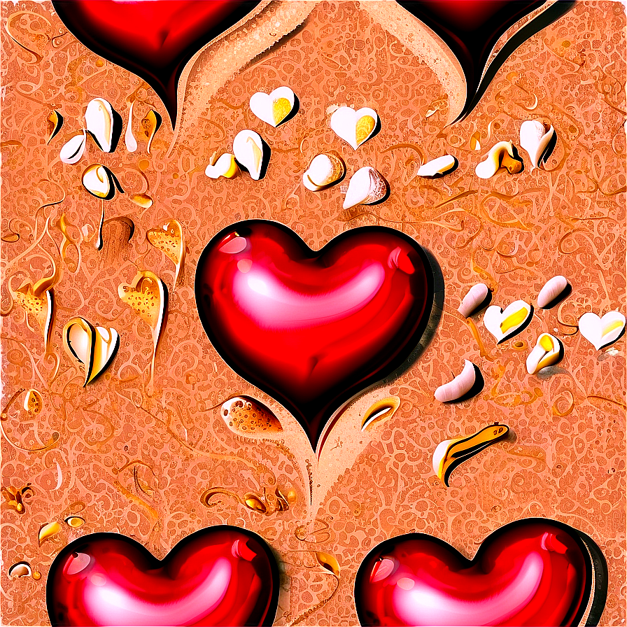 Red Hearts On Beach Sand Png Nbb