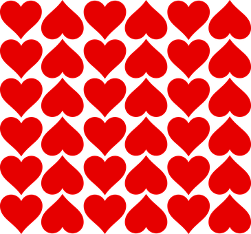 Red Hearts Patternon Black Background