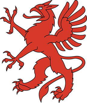 Red_ Heraldic_ Griffin_ Silhouette