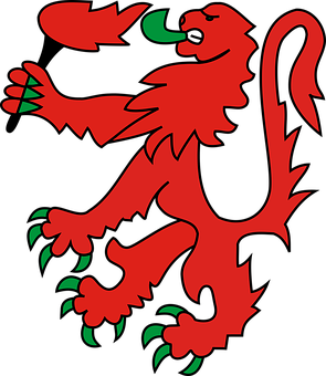 Red Heraldic Lion Vector