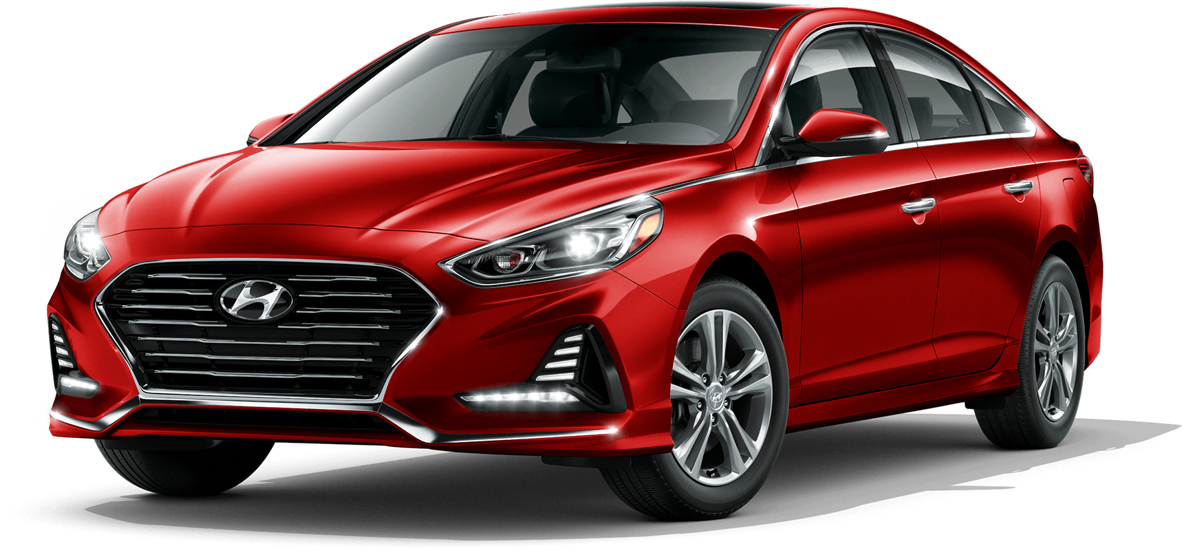 Red Hyundai Sedan Profile View