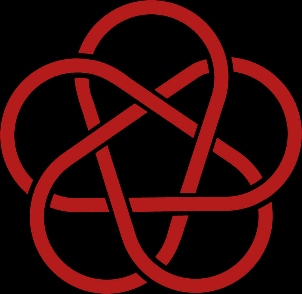 Red Interlocking Circles Pentagram Design