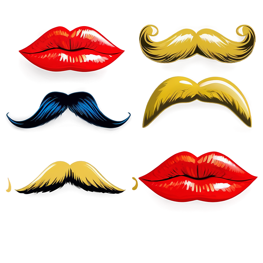 Red Lips With Mustache Png Icd93