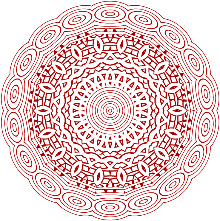 Red Mandala Patternon Blue Background