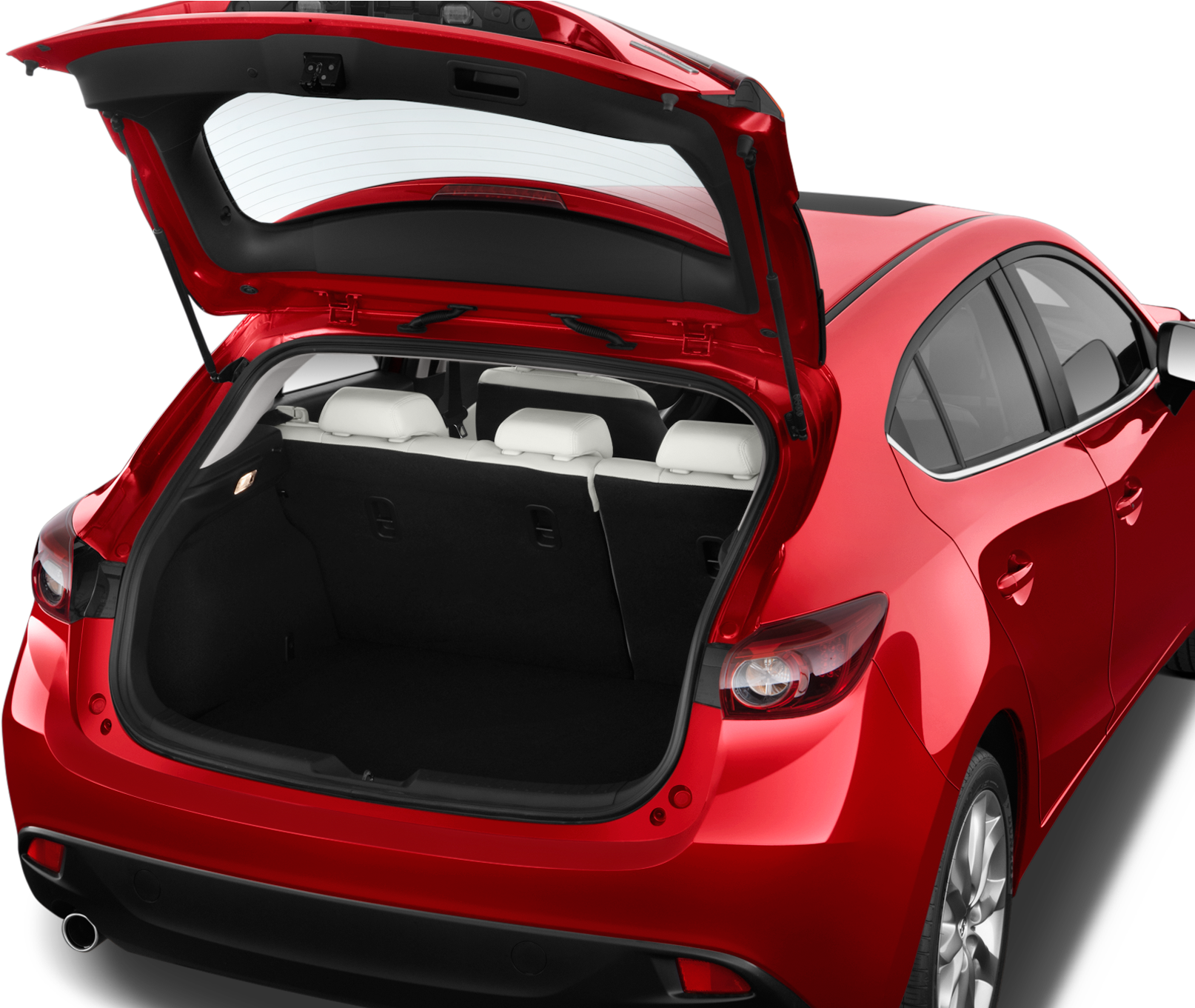 Red Mazda Hatchback Trunk Space