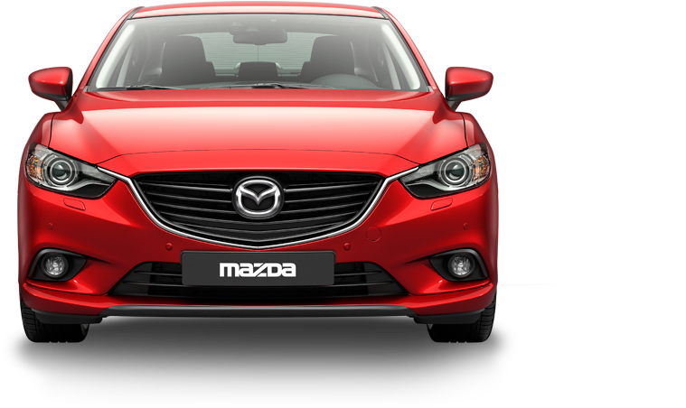 Red Mazda Sedan Front View