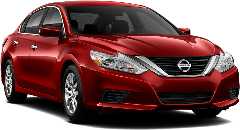 Red Nissan Sedan Profile View