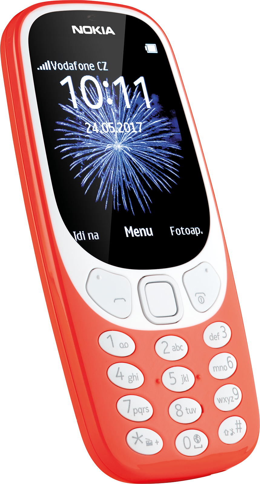 Red Nokia Feature Phone Fireworks Display