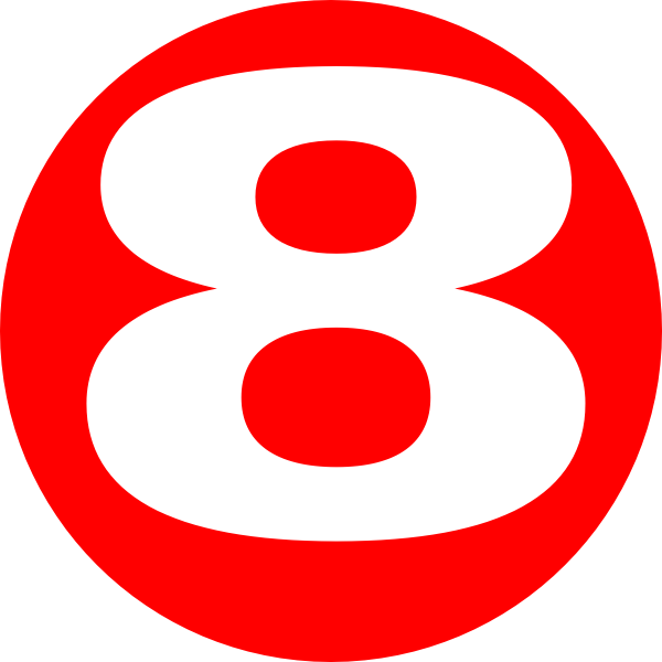 Red Number8on Gray Background