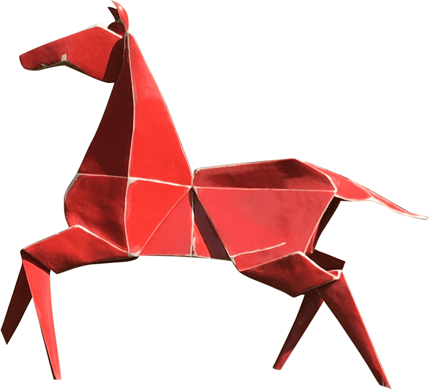 Red Origami Horse Figure