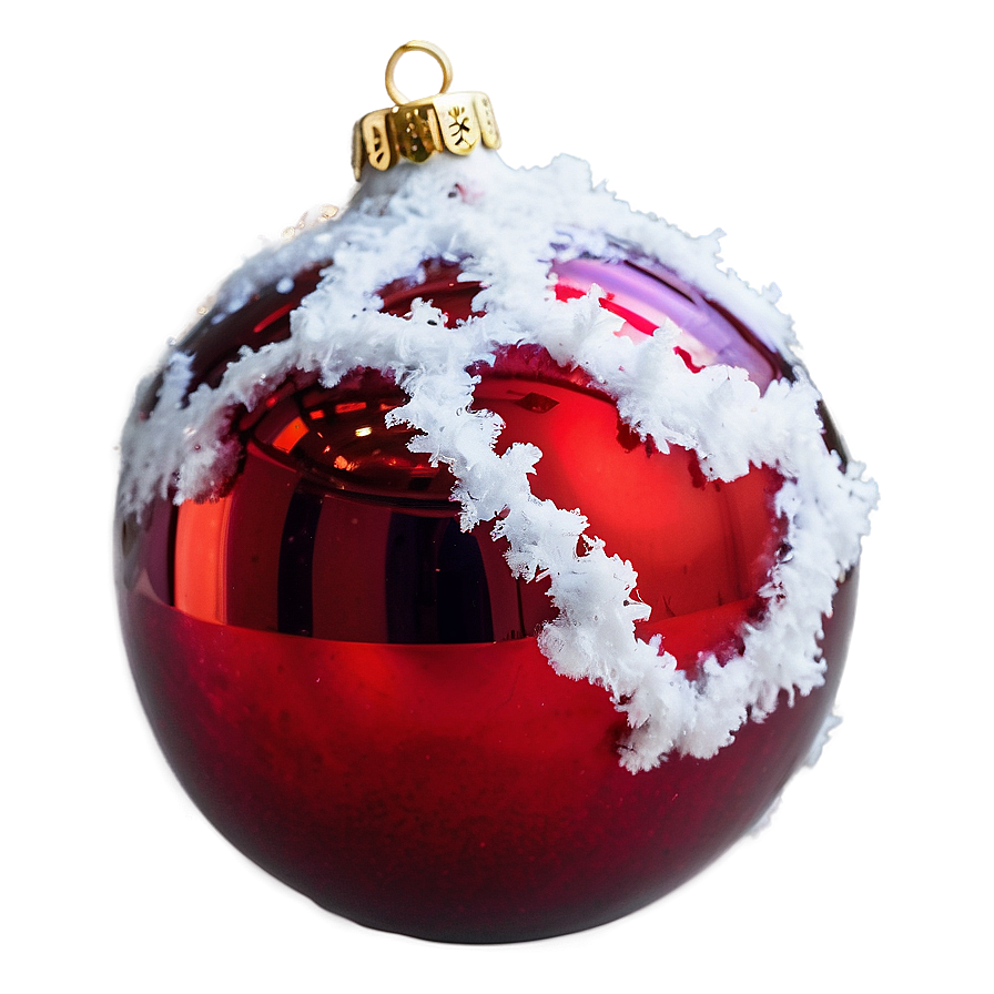 Red Ornament With Snow Png Pdg26