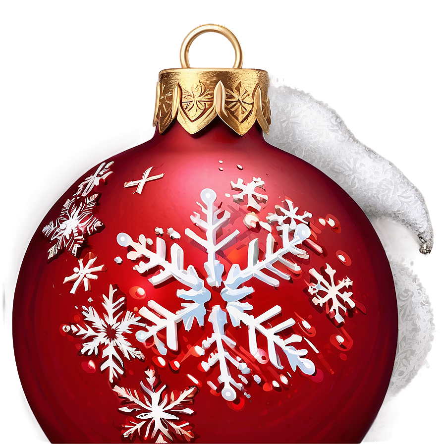 Red Ornament With Snow Png Vec91