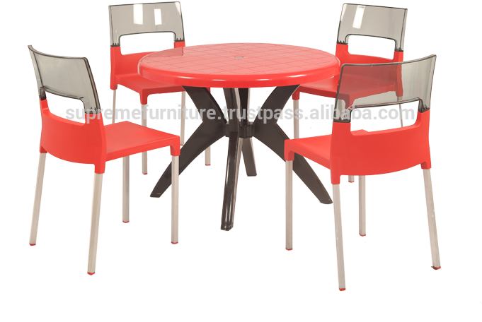 Red Outdoor Plastic Tableand Chairs Set