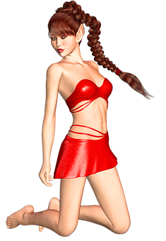 Red Outfit Fantasy Character