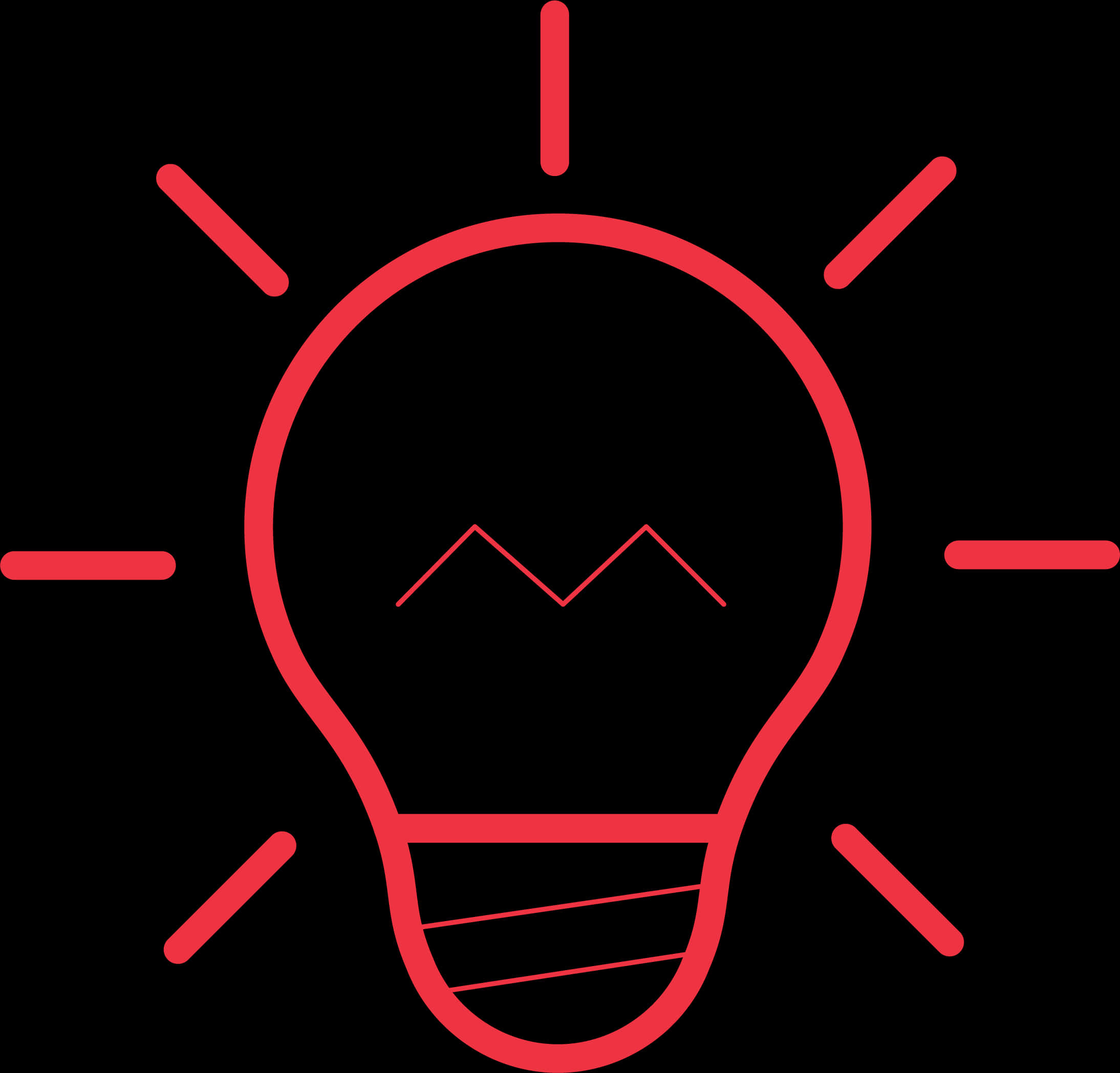 Red Outline Light Bulb Icon