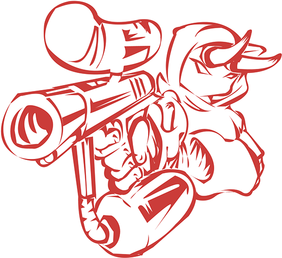 Red Outlined Arm With Gun