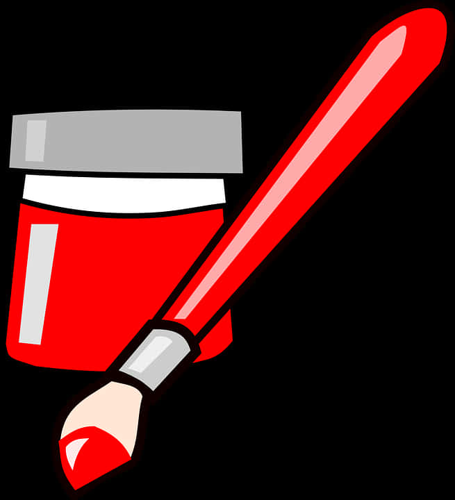 Red Paint Brushand Pot Clipart