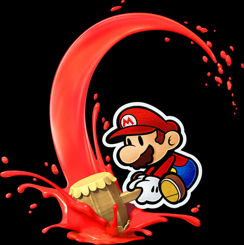 Red Paint Splash Mario Cartoon