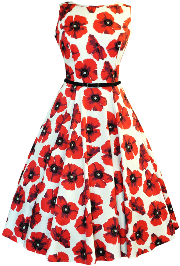 Red Poppy Print Summer Dress