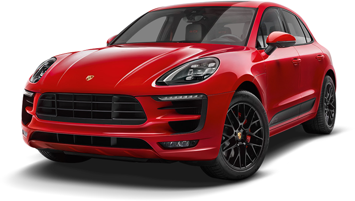 Red Porsche Macan Turbo Side View