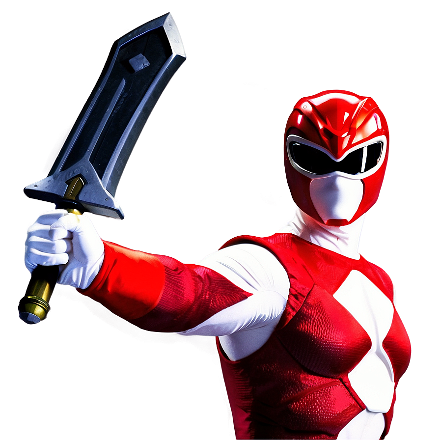 Red Power Ranger With Sword Drawn Png Dxc