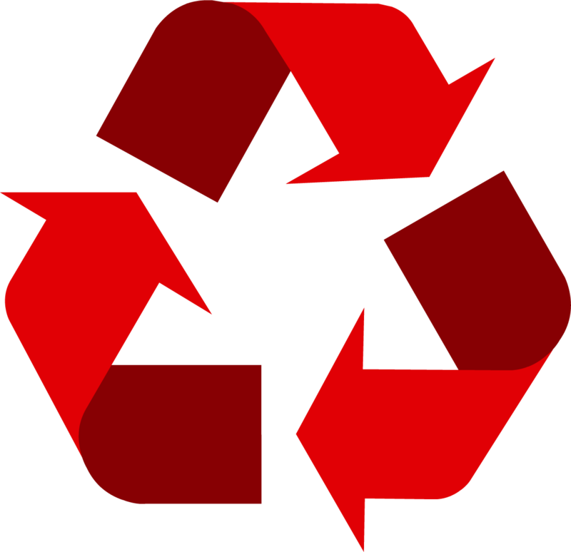 Red Recycle Symbolon Grey Background.png