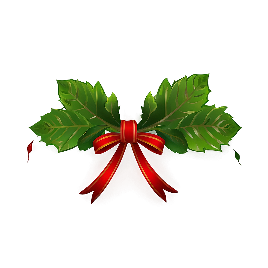 Red Ribbon With Leaves Png Lng