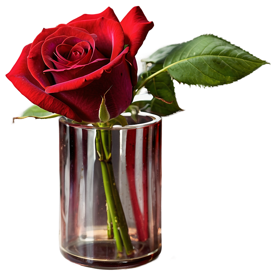 Red Rose In Vase Png Atj