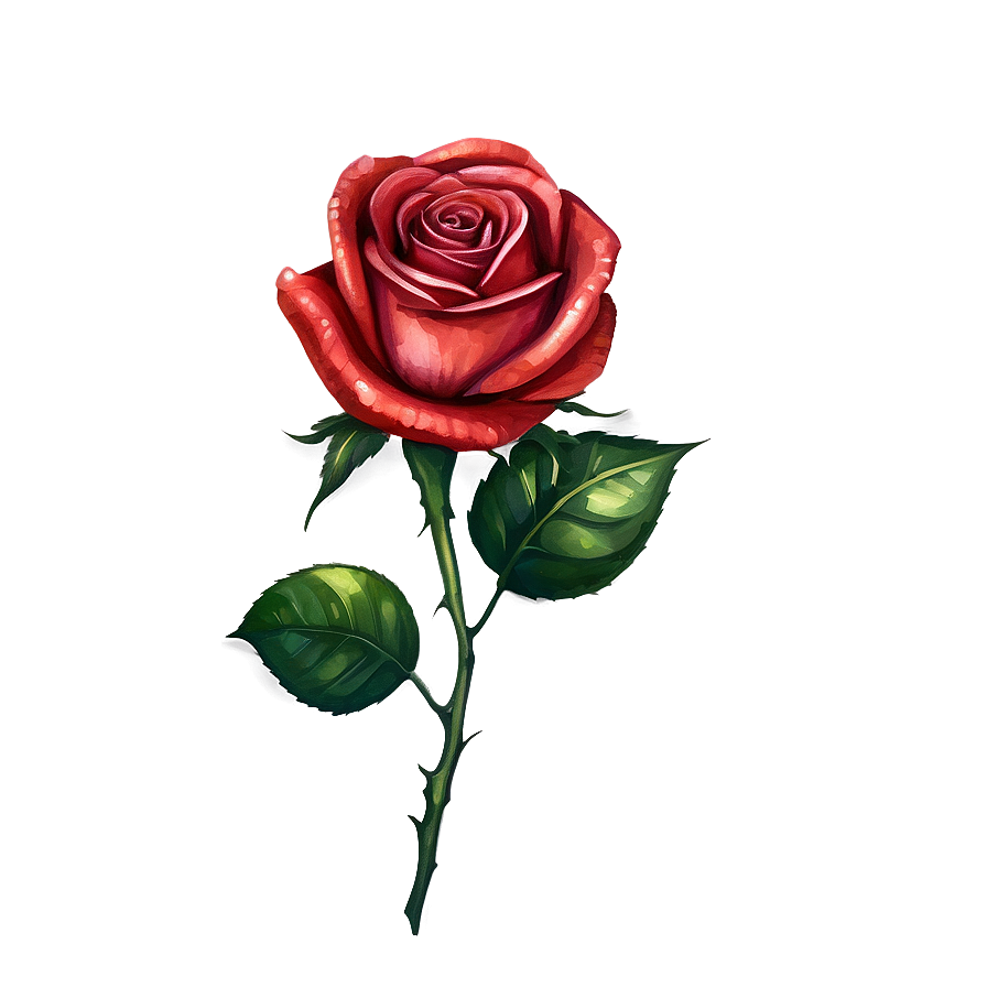 Red Rose Watercolor Png 05242024