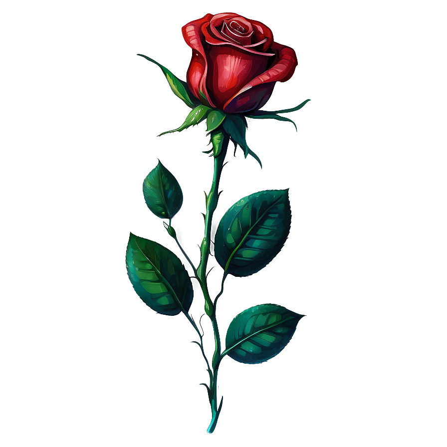 Red Rose Watercolor Png 34