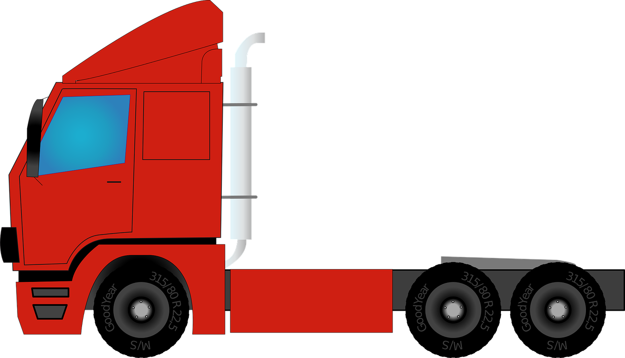 Red Semi Truck Side View