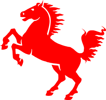 Red Silhouette Rearing Horse