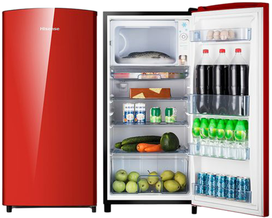 Red Single Door Refrigerator Full View