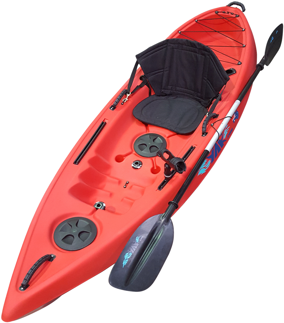 Red Sit On Top Kayak With Paddle