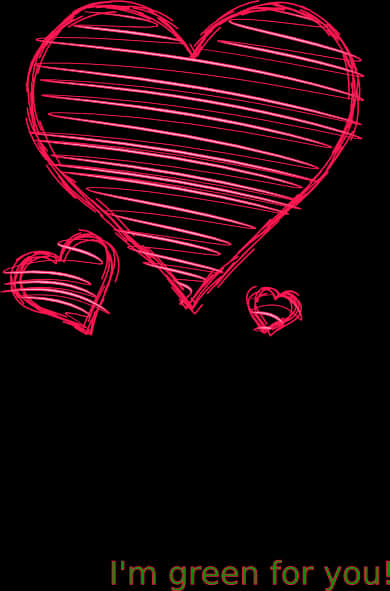 Red Sketched Heartson Black Background