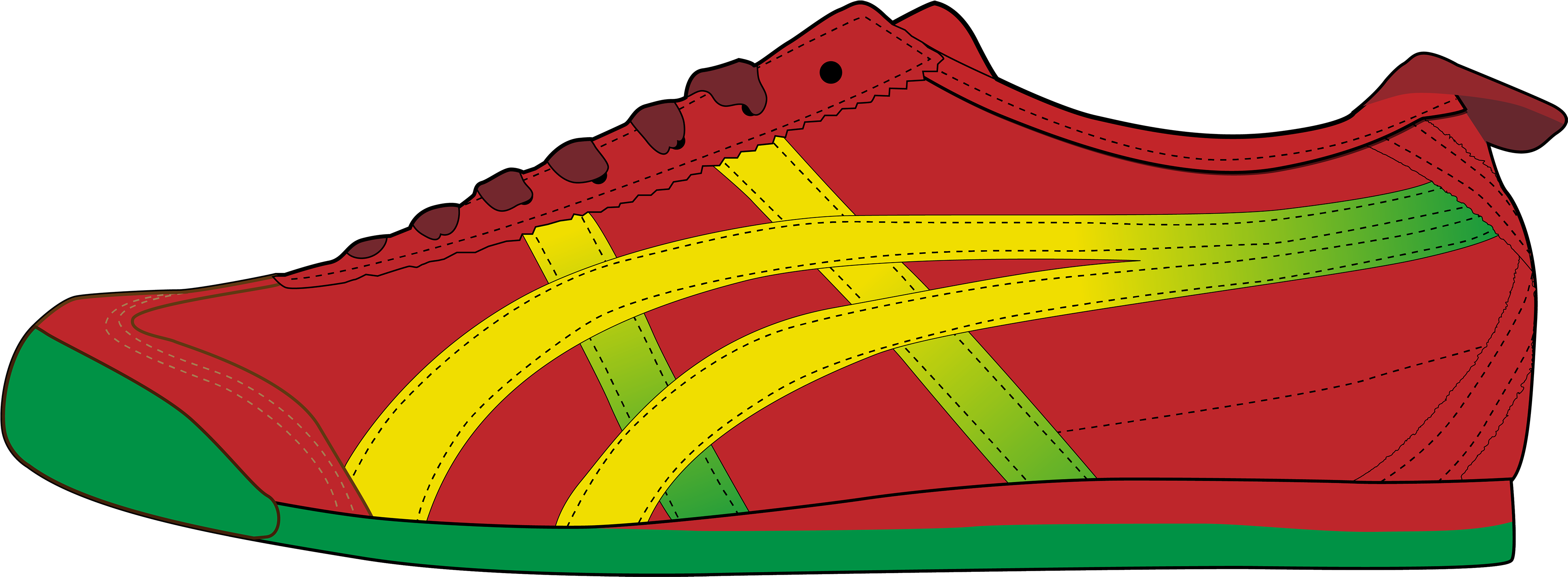 Red Sneaker Yellow Stripes