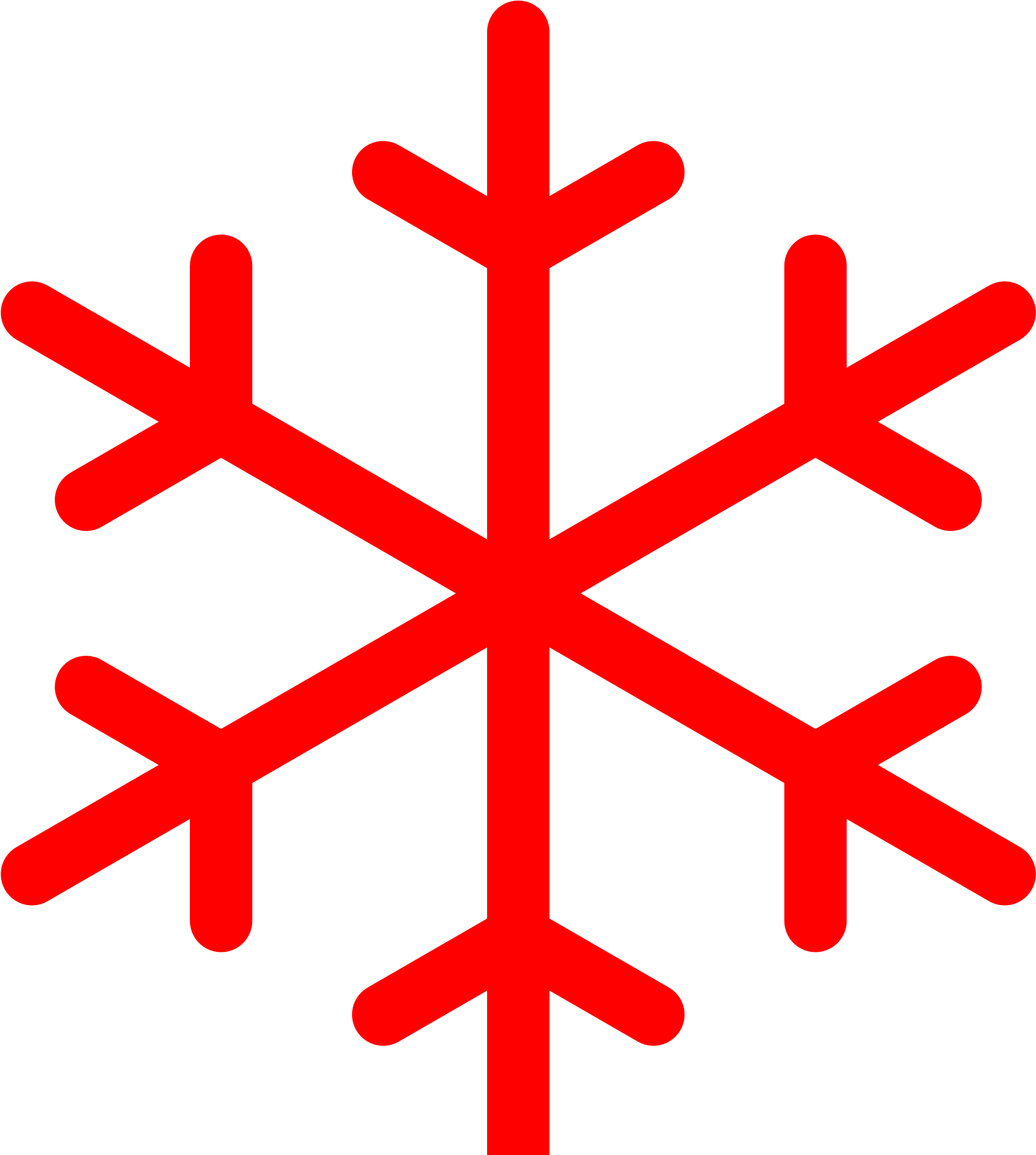 Red Snowflake Icon Simple Background