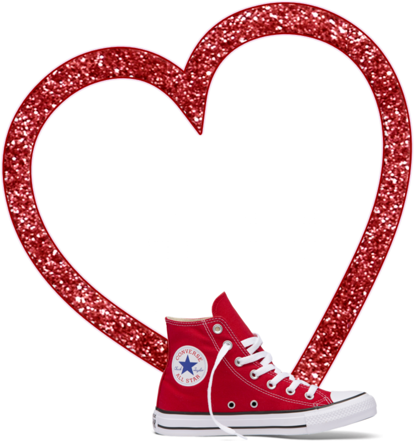 Red Sparkle Heart Borderwith Sneaker