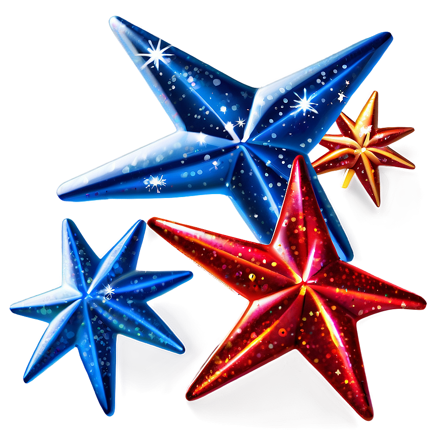 Red Sparkle Stars Png 12