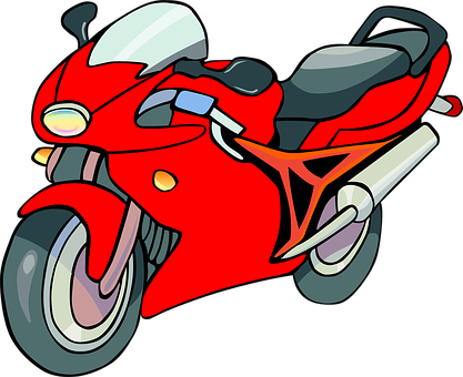 Red Sport Motorcycle Cartoon