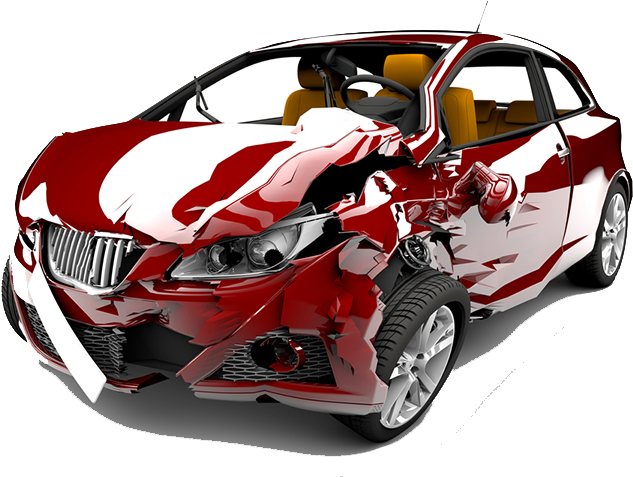 Red Sports Car Accident Damage