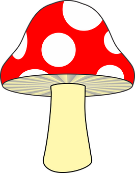 Red Spotted Mushroom Cartoon