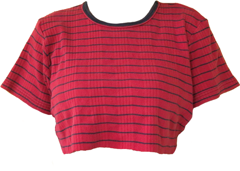 Red Striped Cropped Blouse