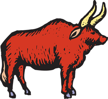 Red Stylized Bull Illustration