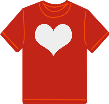 Red T Shirt With White Heart Graphic