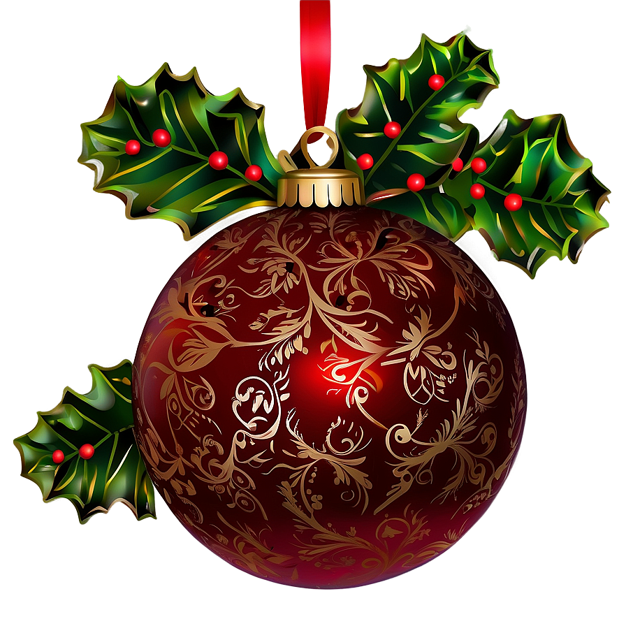 Red Textured Ornament Png 1