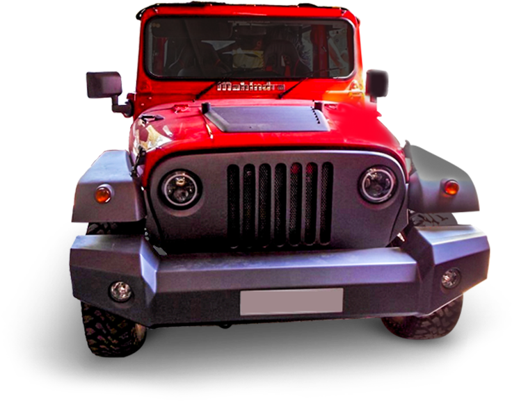 Red Thar S U V Front View