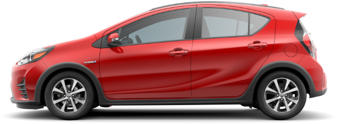 Red Toyota Prius C Side View