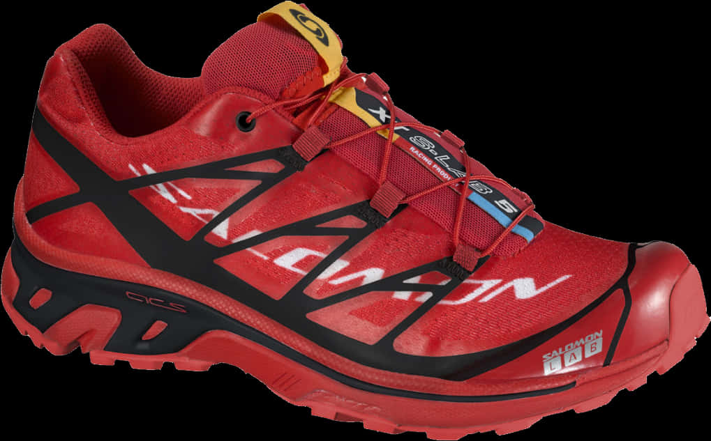 Red Trail Running Shoe Side View