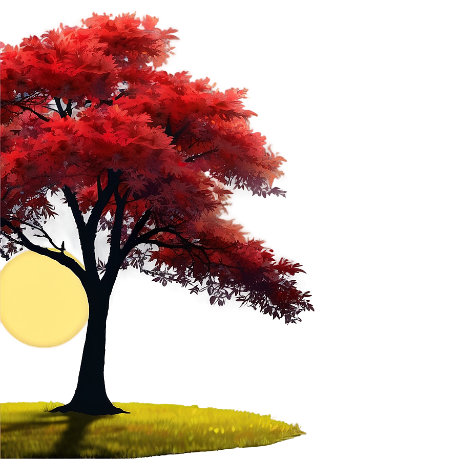 Red Tree Sunset Background Png 06252024